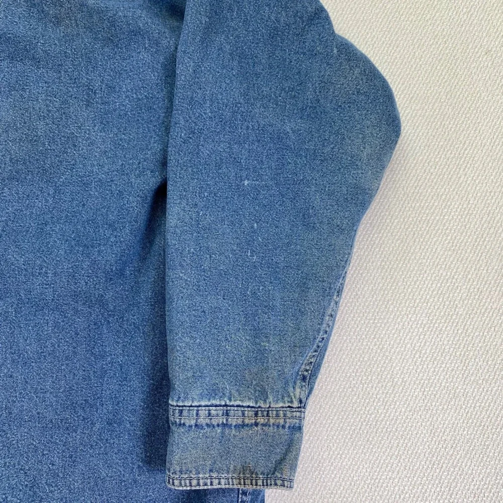 Levi Strauss Denim Shirt Mens XXL Blue Blanket Lined Plaid Workwear Shacket Read - Picture 12 of 14